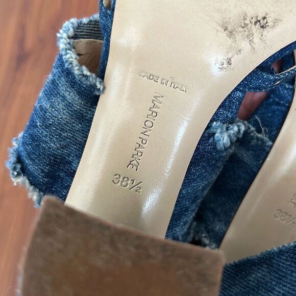 Marion Parke made in Italy distressed denim chunky heel shoes 38.5 - Picture 6 of 6